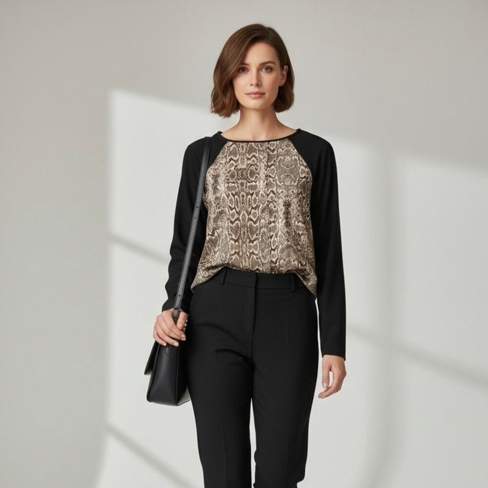 Calvin Klein Python Print Mixed Media Top Bold Mo… - image 1